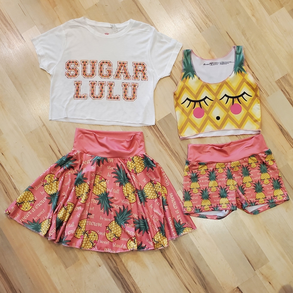 SUGAR LULU Pineapple Tropical Print 4pc Bundle RARE PRINT!! ONLY WORN FOR SHOOT